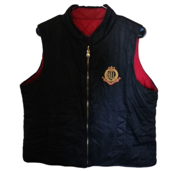 Ralph Lauren Jackets & Blazers - Lauren Ralph Lauren Womens Small Black Red Embroidered Reversible Zip Front Vest